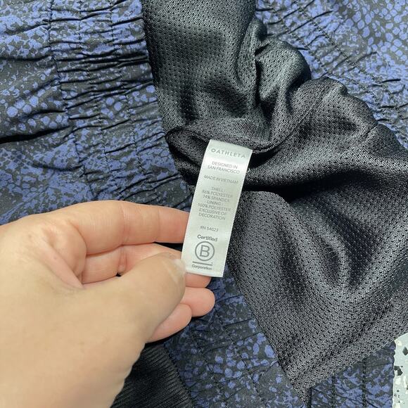 Athleta Bomber Jacket Blue Snake Print Full Zip Large - Picture 7 of 8